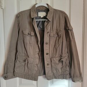 J. Crew Classic Twill Utility Jacket in Olive Green Size Small 100% Cotton